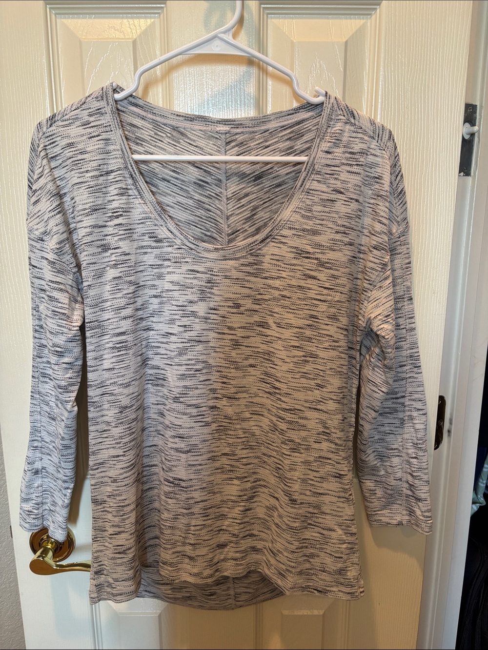 Lululemon Meant to Move Long Sleeve Shirt Space Dye Heathered Gray White Size 8